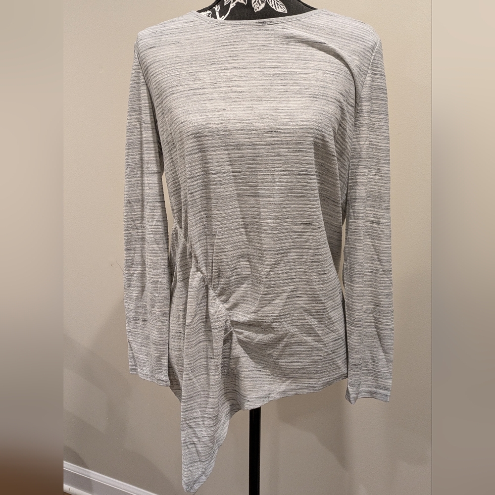 DG2 Diane Gilman Womens Gray Long Sleeve Asymmetrical Blouse Size Large